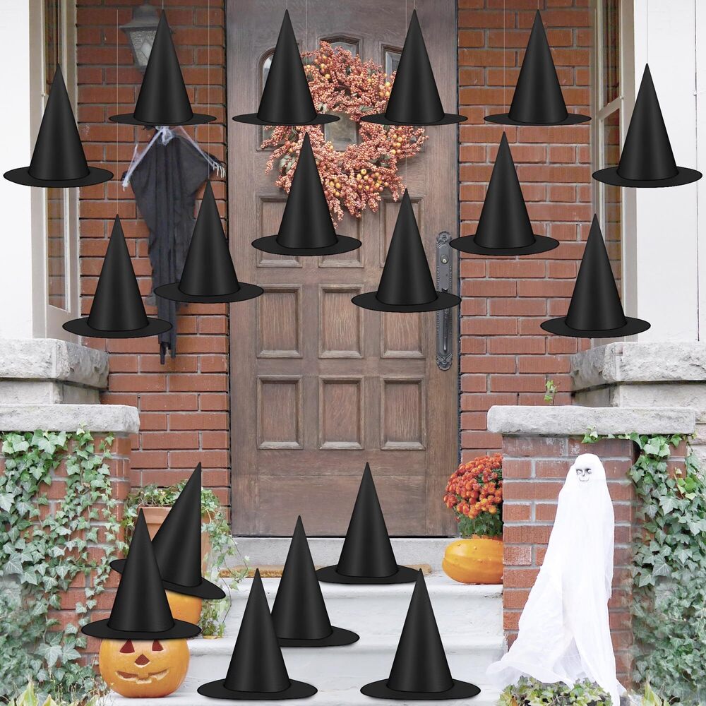 3402 20 PCS Witches Hats Halloween Decor, Black Witch Hat, Thickened